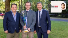VSV-Obmann Herzog, Kapitän Alex Rauchenwald und Landeshauptmann Daniel Fellner.