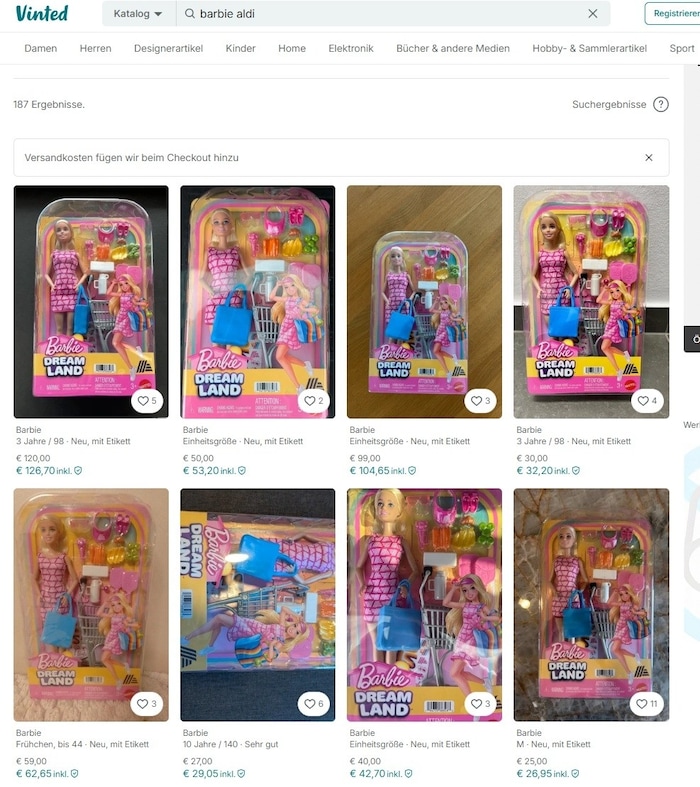 Auf Vinted sind die Barbies sogar um über 100 Euro erhältlich.
