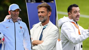 Zinedine Zidane (links), Jürgen Klopp (mitte) und Xavi geben ihr Debüt in der Nations League.