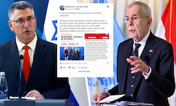 Van der Bellen steht in der Kritik. Mitte: das Statement von Israels Außenminister Saar (li.) ...