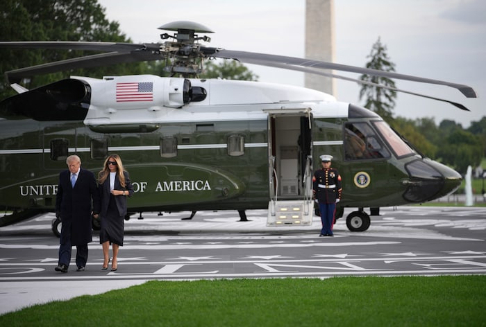 Wieder zurück beim Weißen Haus: Trump und Melania