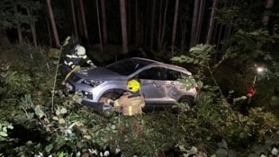 Die Frau stürzte mit ihrem Pkw in den Wald ab.
