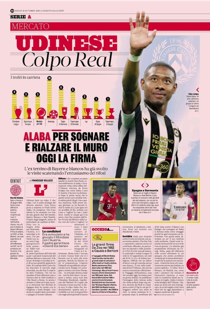 Von einem „schönen Geschenk für die Udinese-Fans“ schreibt die „Gazzetta“.