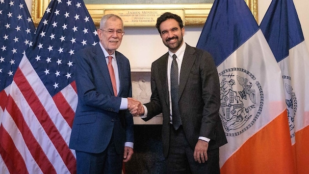 Bundespräsident Alexander Van der Bellen mit dem New Yorker Bürgermeister Zohran Mamdani