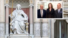 Ex-Justizminister Wolfgang Brandstetter (li.), Rechtsanwältin Linda Poppenwimmer und Organisator ...