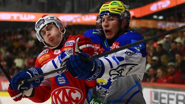 Im Derby ließen die Spieler beider Klubs alles auf dem Eis – am Ende siegte der KAC 6:1.
