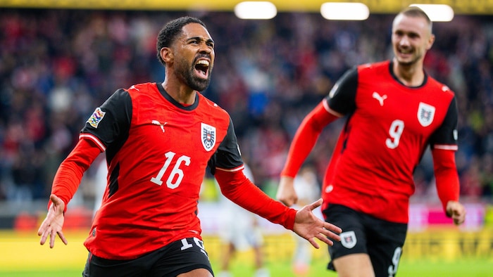 Philipp Mwene sorgte mit seinem Premierentreffer im Nationalteam für den 3:1-Endstand.