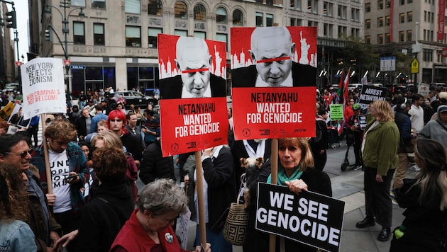 Netanyahus Rede führte zu gewaltigen Protesten mitten in Manhattan.