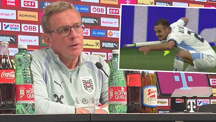 ÖFB-Teamchef Ralf Rangnick sprach auf der Pressekonferenz über die Gelb-Rote-Karte und den ...