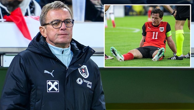 Sorgenblick von Rangnick: Gregoritsch musste bereits nach 35 Minuten verletzt vom Platz.