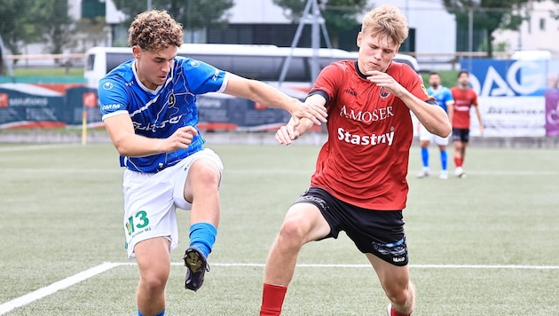 In der Westliga matchen sich acht Vereine aus Vorarlberg und acht aus Tirol (im Bild eine Szene ...
