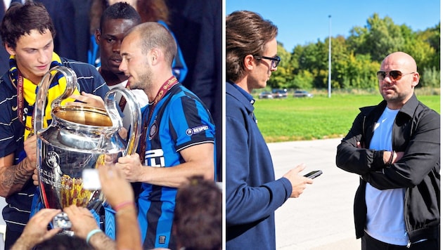 Sneijder mit Arnautovic beim Champions-League-Sieg 2010 – die beiden verstehen sich gut. Und im ...