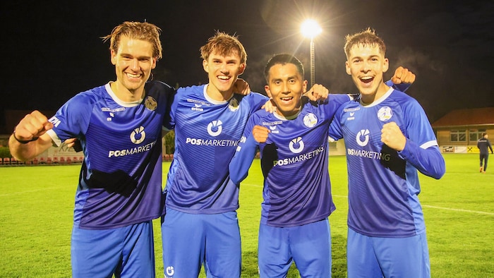 Erzielten Gollings Tore in Berndorf: Niklos, Doppelpacker Temel, Ruiz und Obermaier (von links ...
