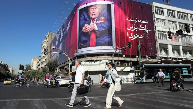 Eine Anti-Trump-Plakatwand in der iranischen Hauptstadt Teheran