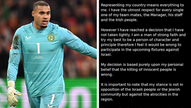 Gavin Bazunu wird der irischen Nationalmannschaft gegen Israel nicht zur Verfügung stehen.
