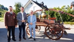 Matthias Walser, Kommandant der Feuerwehr Sulz, Landeshauptmann Markus Wallner und Bürgermeister ...