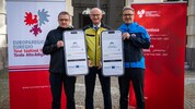 LH Maurizio Fugatti (Trentino), Euregio-Präsident LH Anton Mattle (Tirol) und Südtirols LH Arno ...