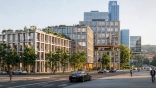 So soll der „Campus Urfahr“ in Linz aussehen. Die drei Gebäude im Vordergrund werden neu gebaut, ...