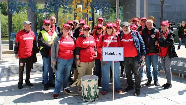 Die Hainburger bei der Demo gegen den NÖ Gesundheitsplan 2040+ in St. Pölten.