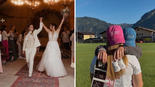 Stefanie (li.) und Alisa Buchinger-Marusa verkündeten auf Instagram (re.) süße Baby-News.