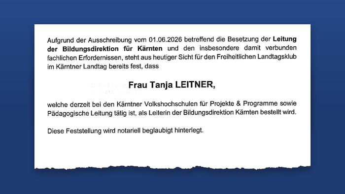 Das Schreiben der Freiheitlichen wurde notariell beglaubigt.