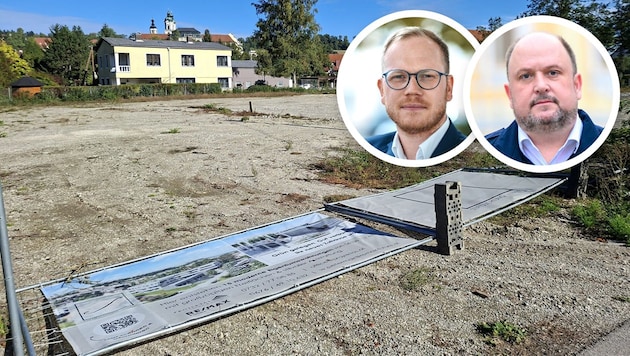 Seit Monaten tut sich auf dem Grundstück nichts. 2027 sollte ein Projekt mit Arzt, Apotheke und ...