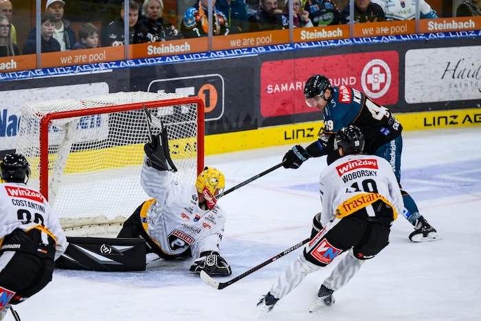 Keeper Alex Caffi machte seine Sache bislang gut – in Unterzahl kassierten die Pioneers bislang ...
