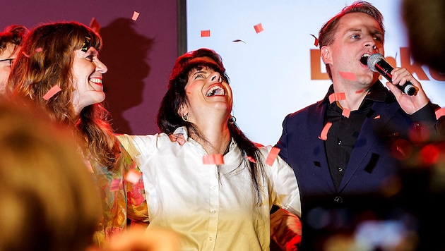 Spitzenkandidatin Elif Eralp genießt den Augenblick des Triumphs bei der Berlin-Wahl.