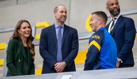 Gut gelaunt: Prinz William und Prinzessin Kate besuchten das Rugby-Stadion der Leeds Rhinos.