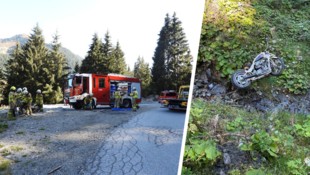 Letztlich stürzte „nur“ das Motorrad ab. Dieses wurde von der Feuerwehr geborgen.