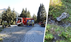 Letztlich stürzte „nur“ das Motorrad ab. Dieses wurde von der Feuerwehr geborgen.