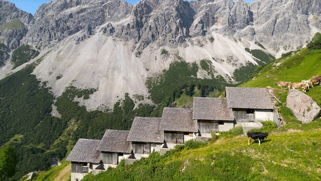 Beeindruckendes „Reihenhaus“ auf der Alpe Klesenza.