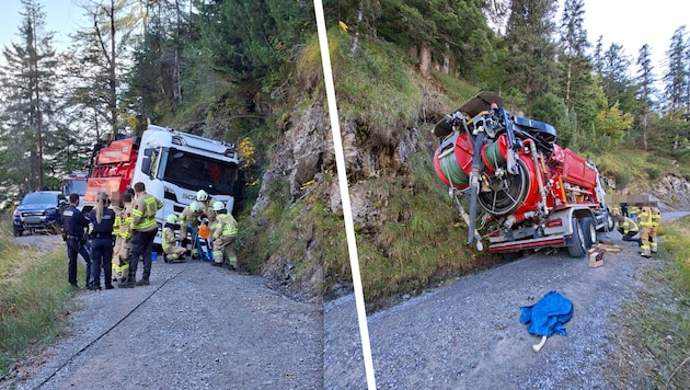 Florianis konnten den Lkw aus der misslichen Lage befreien