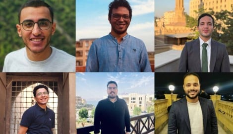 Die Journalisten Mohamed Ashraf Abu Emeira, Abdallah Qadry, Islam Barakat, Omar Helal, Mohamed ...