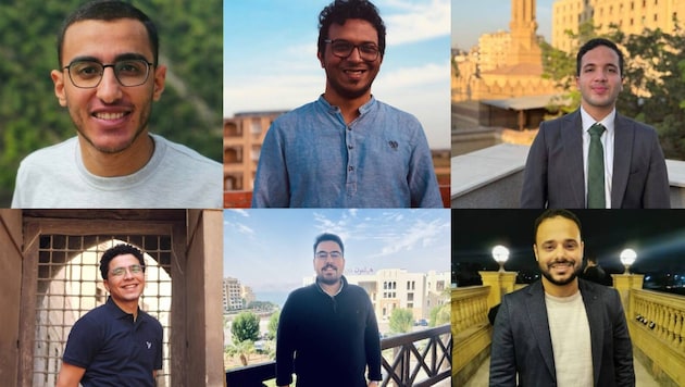 Die Journalisten Mohamed Ashraf Abu Emeira, Abdallah Qadry, Islam Barakat, Omar Helal, Mohamed ...