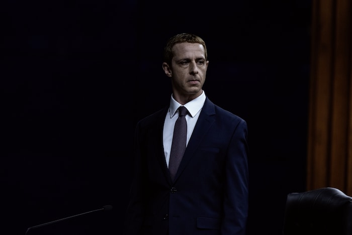 Mark Zuckerberg (Jeremy Strong) in Sony Pictures‘ THE SOCIAL RECKONING.
