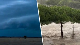 Erste Bilder aus Frankreich zeigen die Auswirkungen des heftigen Regens.