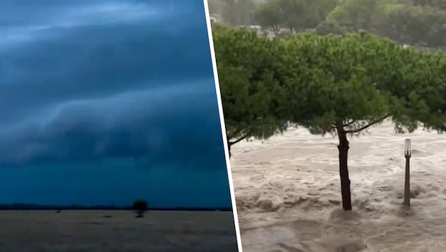 Erste Bilder aus Frankreich zeigen die Auswirkungen des heftigen Regens.