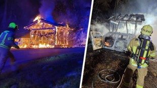 Der Schuppen und das Auto brannten lichterloh.