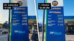Am Donnerstag kostete Diesel und Super, so wie hier in Wien, vielerorts zehn Cent weniger als ...