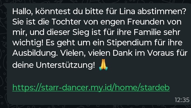 Die betrügerische Nachricht kursiert derzeit auf Whatsapp.