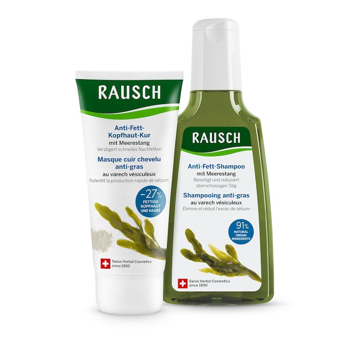 Das RAUSCH Anti-Fett Shampoo mit Meerestang reduziert überschüssigen Talg und sorgt für ein ...