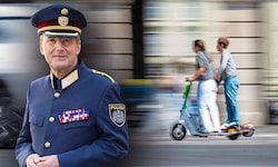 Gefährlich und verboten: zu zweit auf einem E-Scooter fahren. Wiens Polizeipräsident Gerhard ...