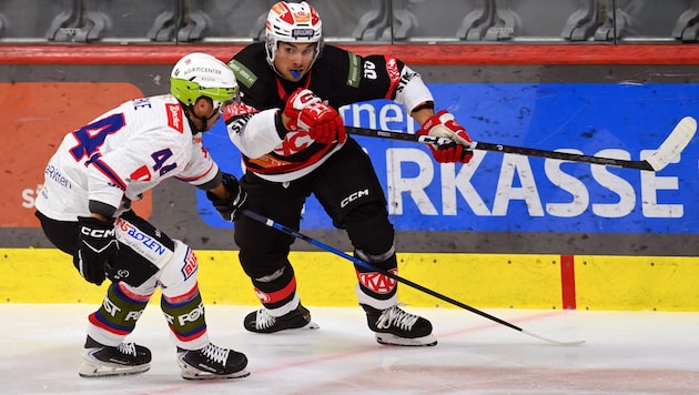 Abwehr-Stütze Filip Simovic (KAC II) beim Heimspiel gegen Ritten.