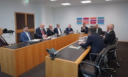 Landeshauptmann Markus Wallner, Statthalter Christof Bitschi und Landesrat Marco Tittler bei der ...