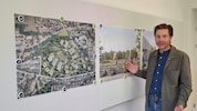 Architekt Andreas Hawlik präsentiert genauere Details zum Wiesenpark auf der Breiteneder-Wiese ...