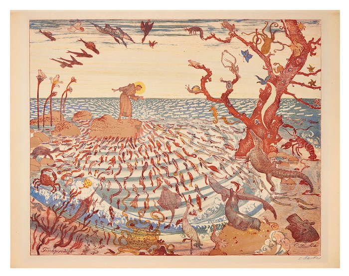 Oskar Laske: „Die Fischpredigt des Sermon“ aus dem Jahr 1919
