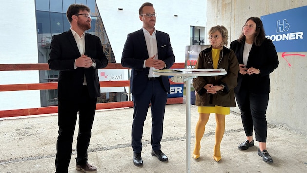 Plach, Wohlgemuth, Blanik und SP-GF Steibl-Egenbauer (v.li.) bei der Präsentation der Kampagne ...