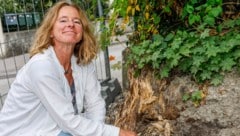 Birgit Kastner-Lindenthaler vor dem, was von den Linden noch übrig geblieben ist