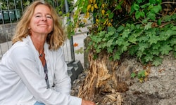 Birgit Kastner-Lindenthaler vor dem, was von den Linden noch übrig geblieben ist